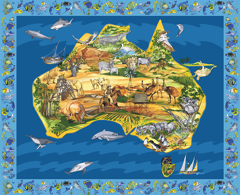 Map of Australia Panel Large - Map Panel 36" x 44" - Click Image to Close